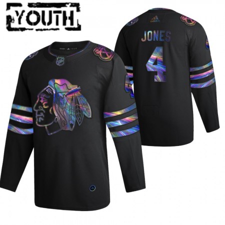Dětské Hokejový Dres Chicago Blackhawks Seth Jones 4 2021-22 Duhová holografická Černá Authentic